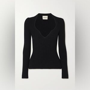 Khaite Kira‎ Sweater Top Sweetheart Ribbed Knitted Size Large